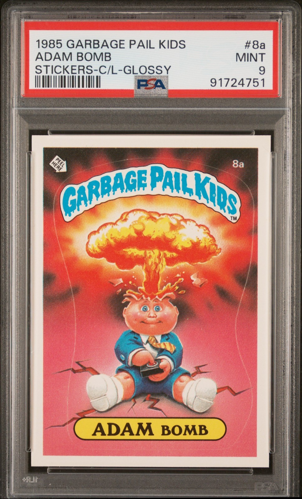 1985 GARBAGE PAIL KIDS  #8a ADAM BOMB CHECKLIST GLOSSY C/L-GLOSSY PSA 9 MINT