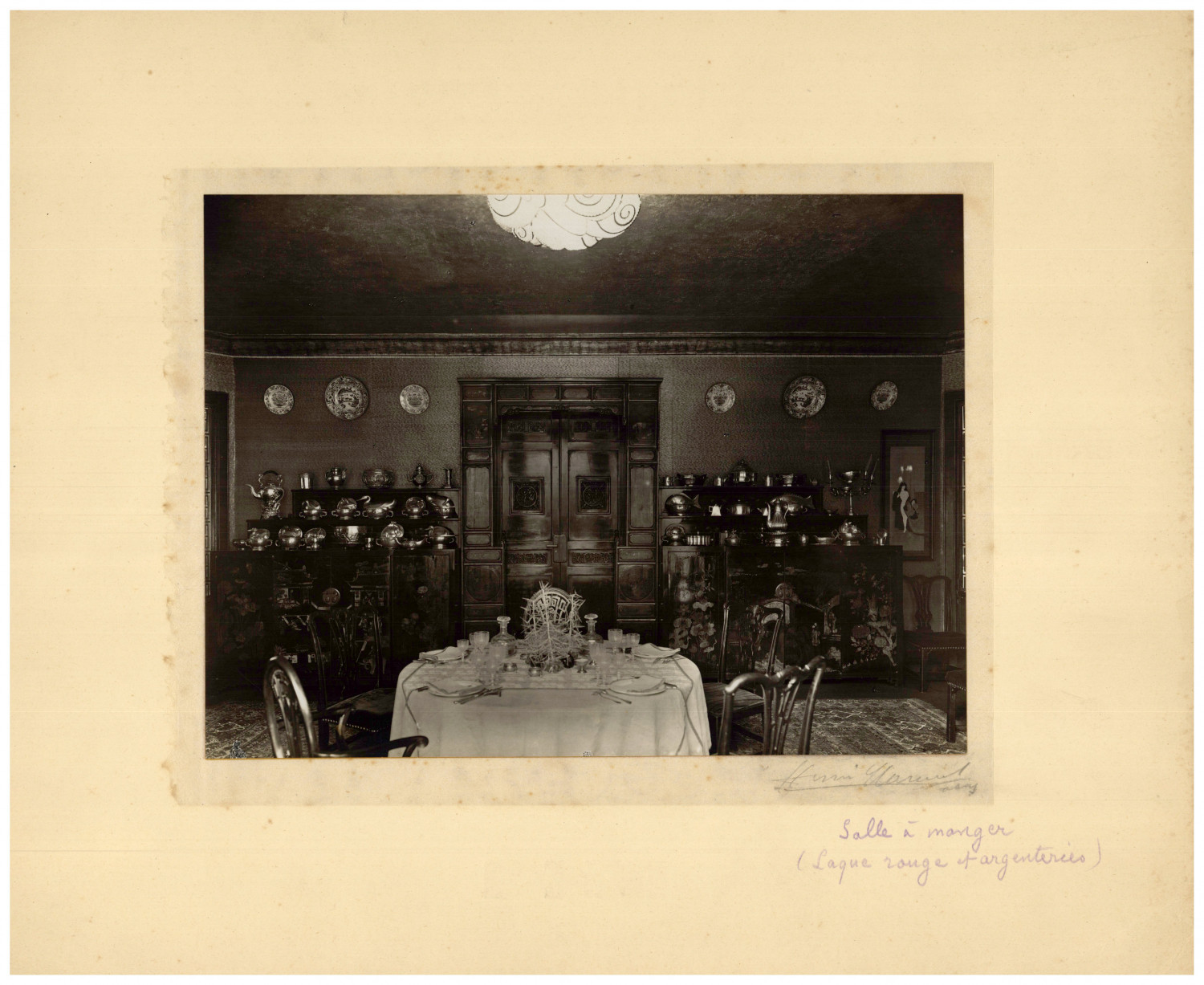 Henri Manuel, Vintage Albumen Print Dining Room, Silver Print 29.5x36 Henri Manuel, Vintage Albumen Print Dining Room, Silver Print 29.5x36