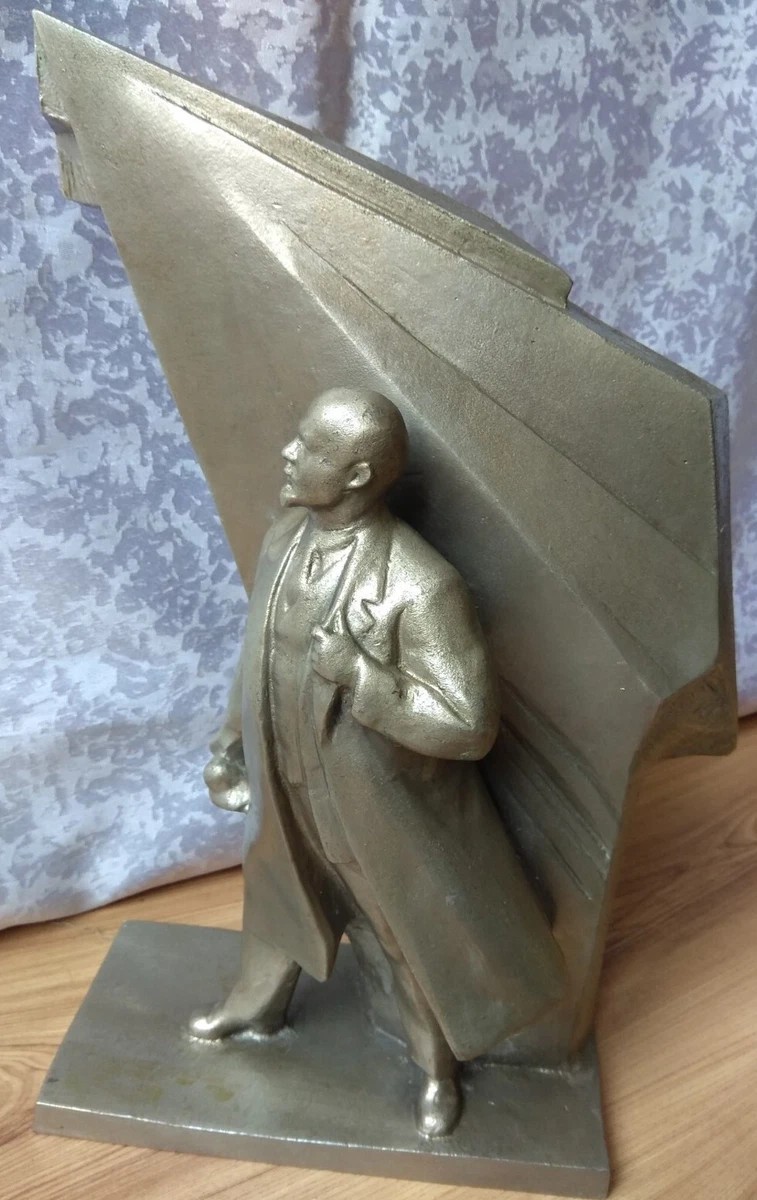 RARE LENIN STATUE BUST FIGURINE Soviet USSR CCCP Sculpture Edunov flag banner RARE LENIN STATUE BUST FIGURINE Soviet USSR CCCP Sculpture Edunov flag banner