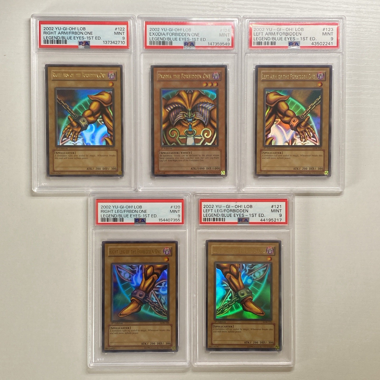 YuGIOh | PSA 9 1st Edition LOB Exodia The Forbidden One | N/A Complete Set 2002