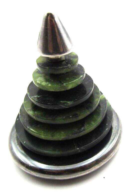 WOW Bvlgari Sterling Jade Paperweight Card Holder Ettore Sottsass Christmas Tree WOW Bvlgari Sterling Jade Paperweight Card Holder Ettore Sottsass Christmas Tree