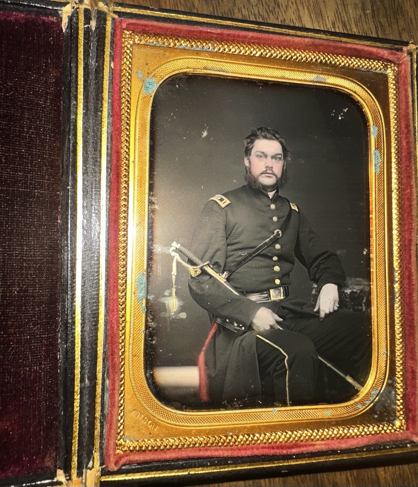 MAKE AN OFFER Early Civil War Soldier Armed & ID'd 1/4 Daguerreotype ANSON MAKE AN OFFER Early Civil War Soldier Armed & ID'd 1/4 Daguerreotype ANSON