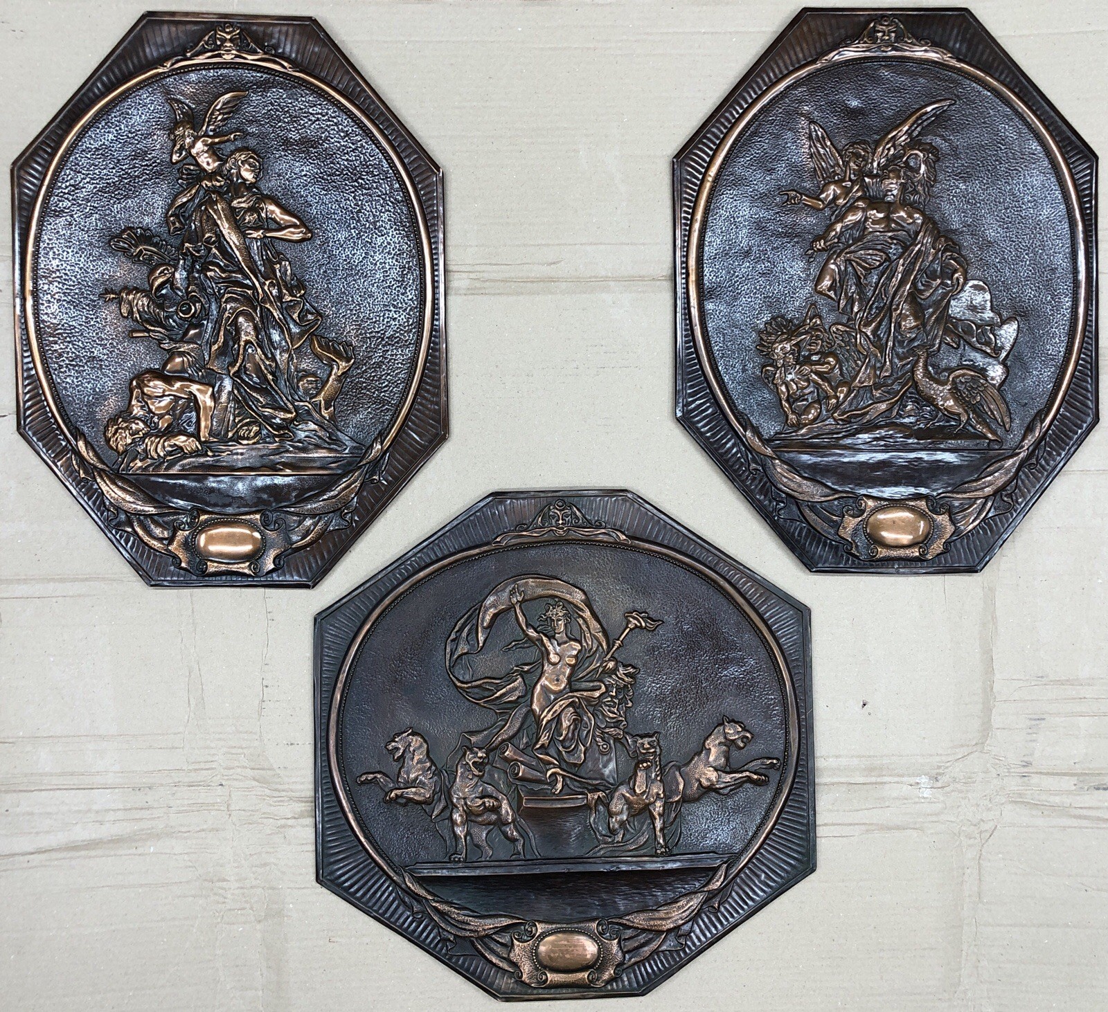 Soviet Copper Repousse Wall Plaques Set of 3 Odessa Opera Theater USSR Soviet Copper Repousse Wall Plaques Set of 3 Odessa Opera Theater USSR