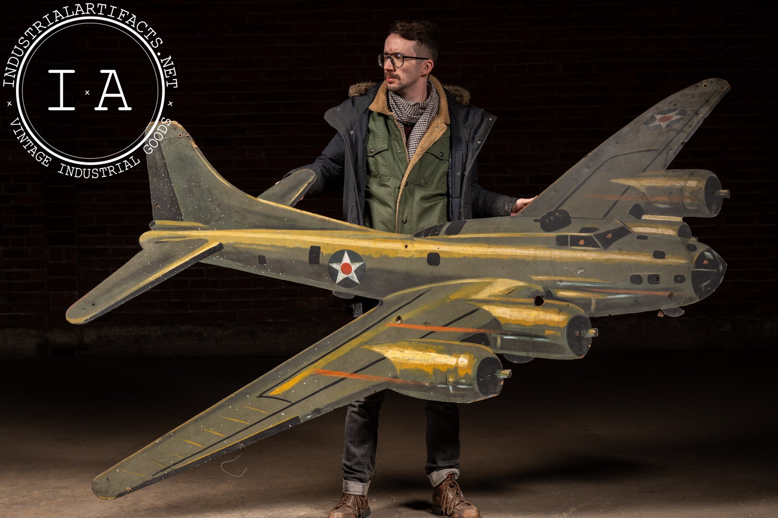 WWII-Era U.S. Army Air Corps Bomber Masonite Wall Display Cutout WWII-Era U.S. Army Air Corps Bomber Masonite Wall Display Cutout