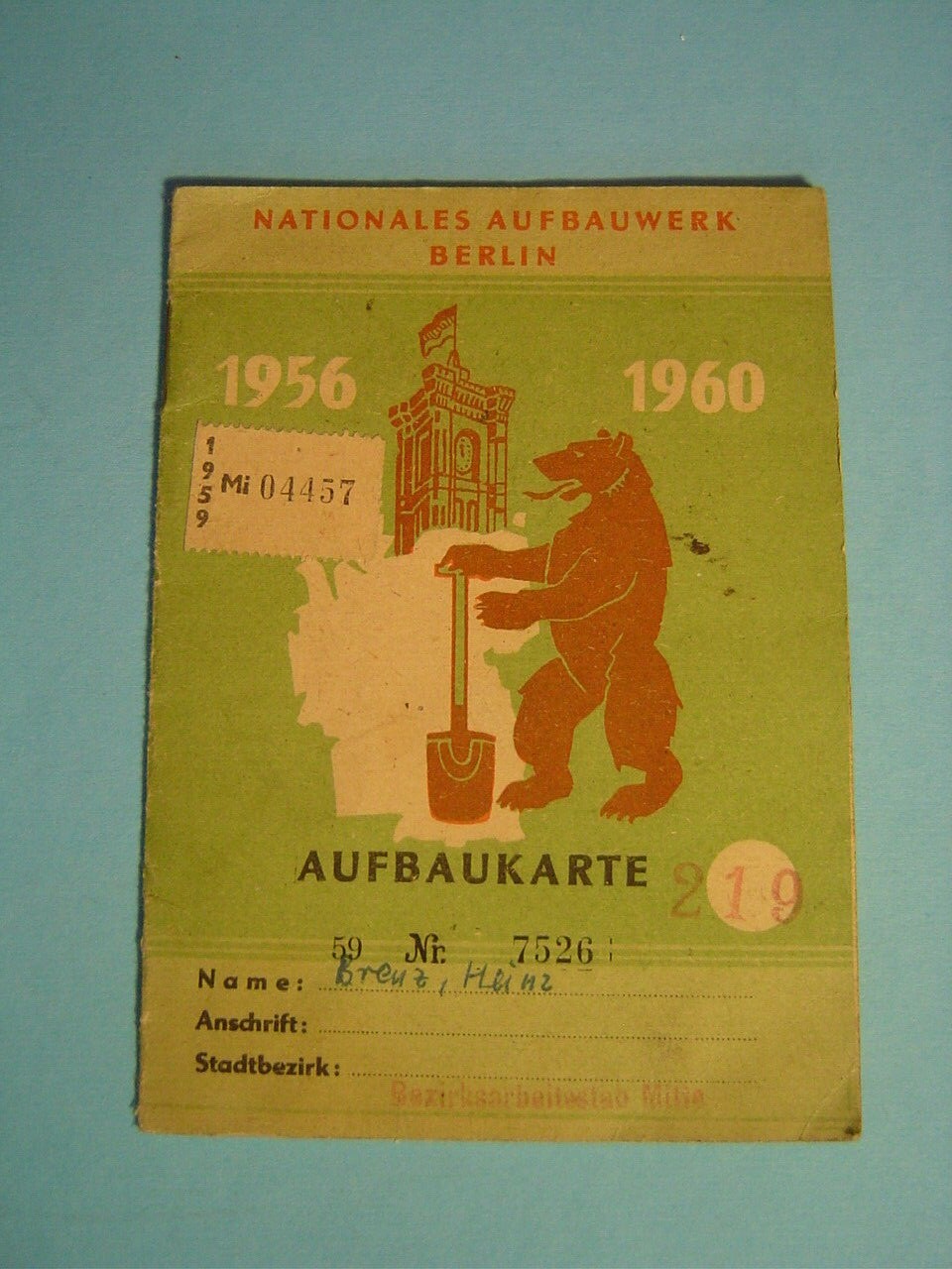 GDR construction map - NAW national construction Berlin 1956-1960, good condition GDR construction map - NAW national construction Berlin 1956-1960, good condition