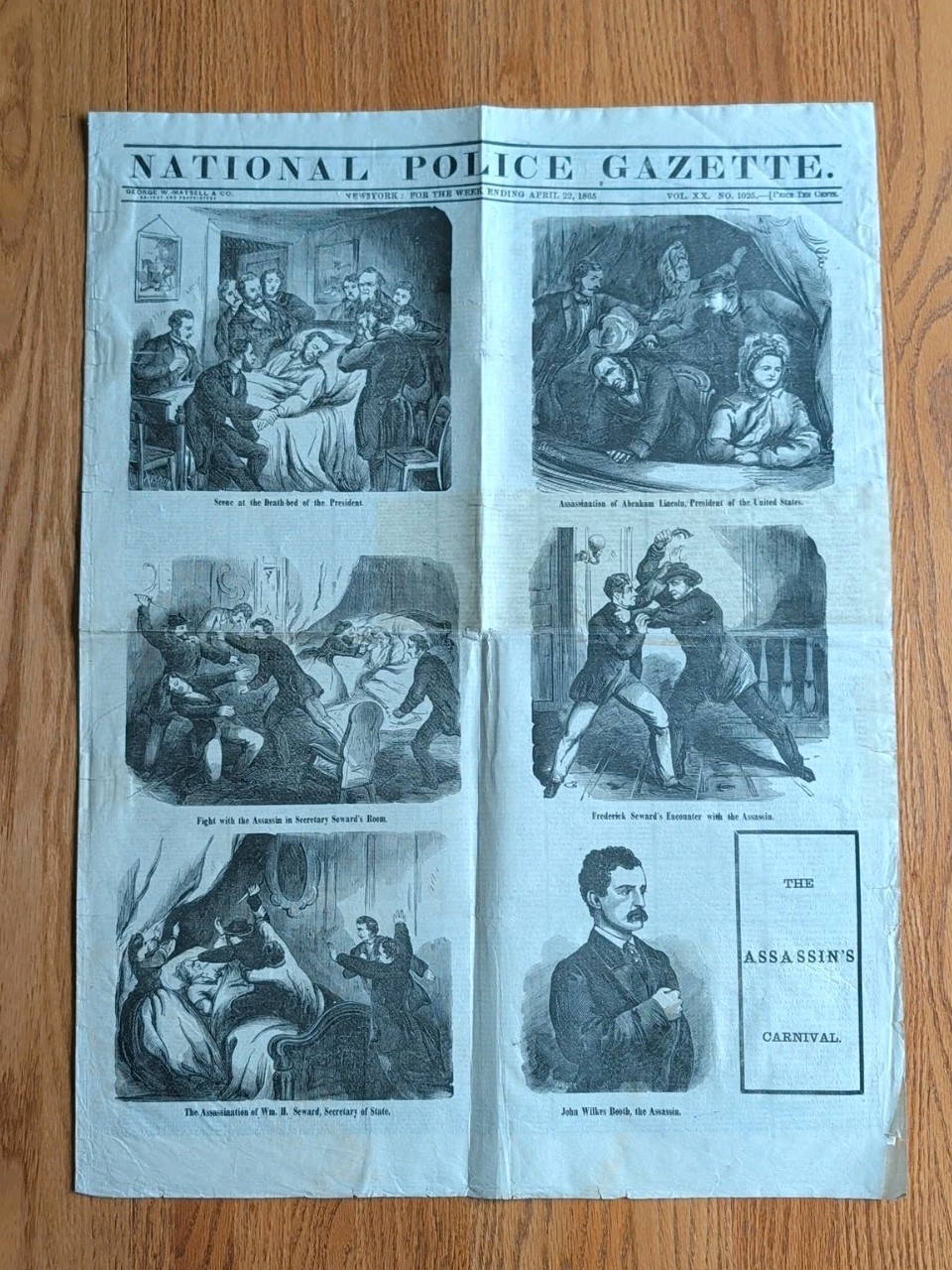 Rare 1865 National Police Gazette Abraham Lincoln Assassination Newspaper Rare 1865 National Police Gazette Abraham Lincoln Assassination Newspaper