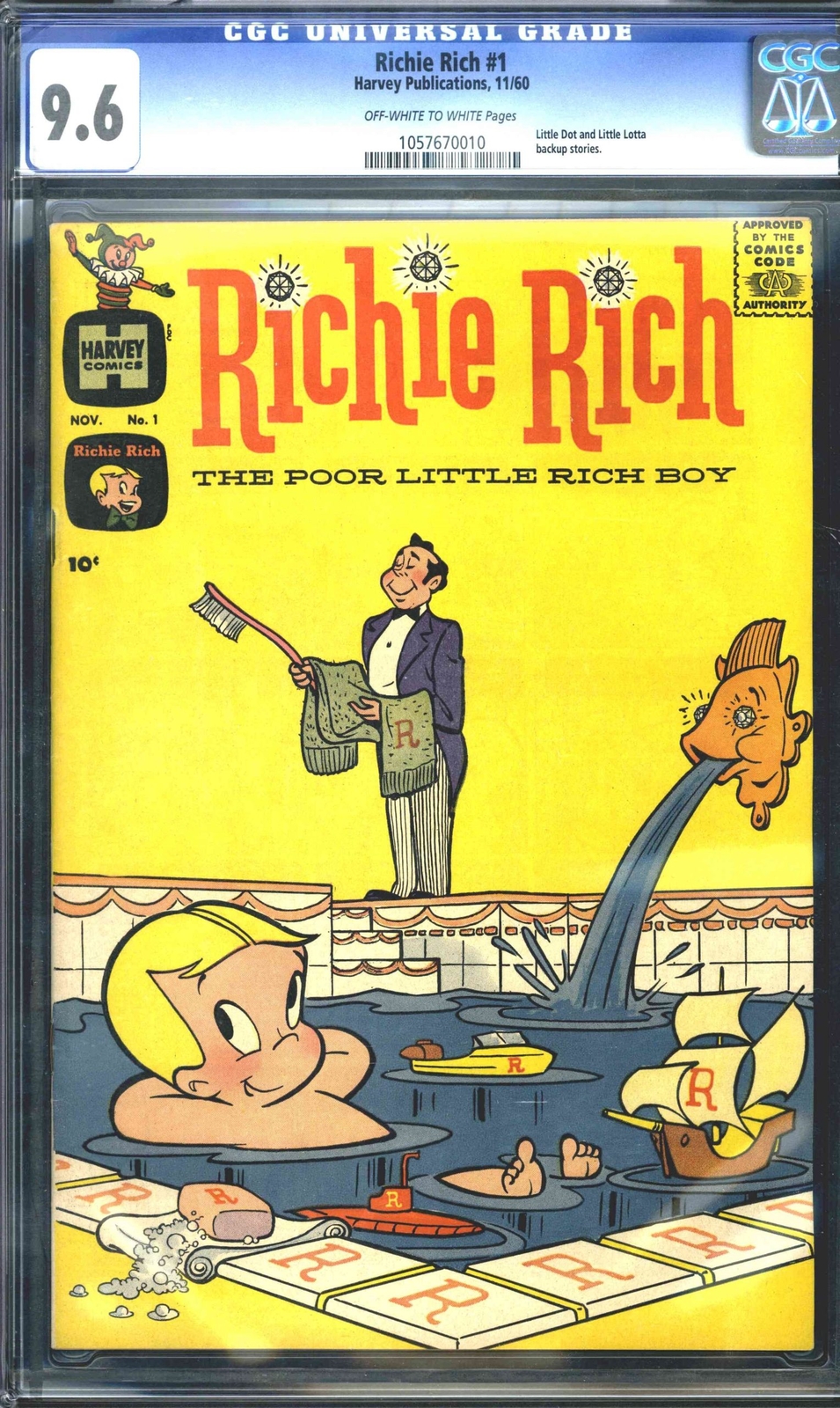 1960 Richie Rich #1 Harvey Publications CGC 9.6 Off-White to White Pages Issue 1 1960 Richie Rich #1 Harvey Publications CGC 9.6 Off-White to White Pages Issue 1