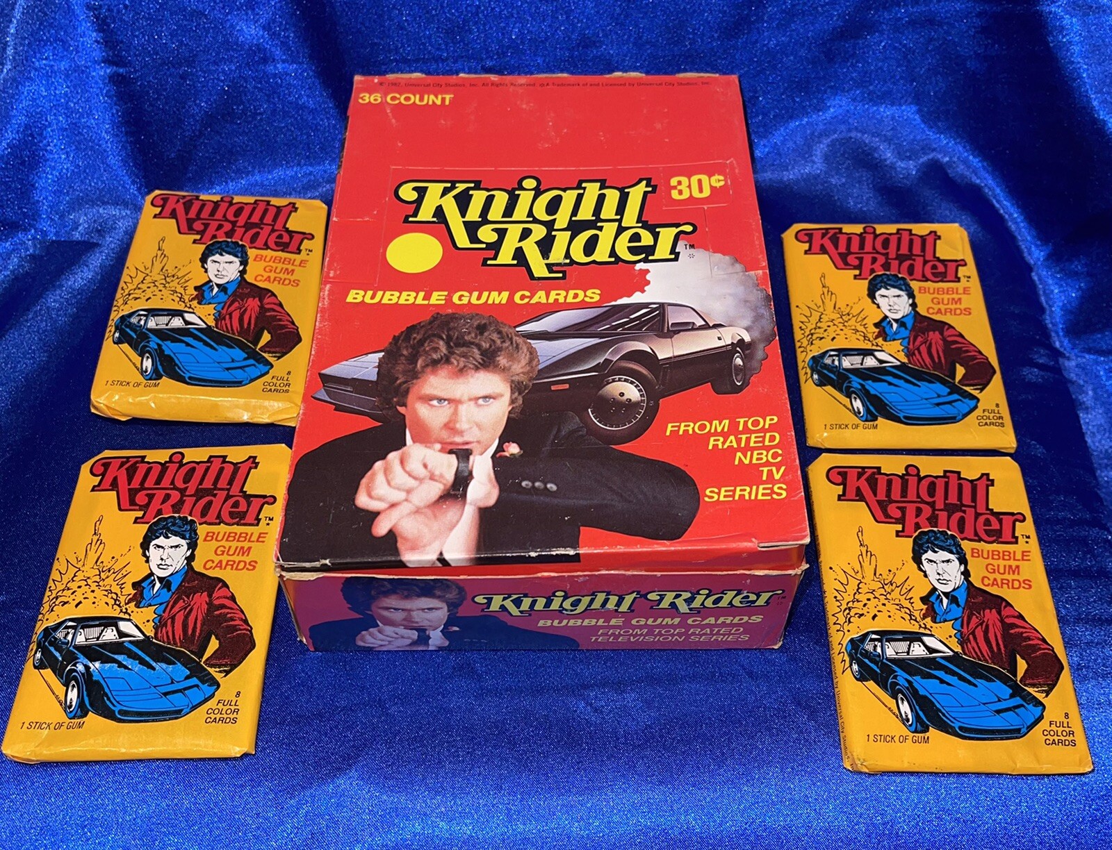 WOW 1982 KNIGHT RIDER TRADING CARDS FULL BOX 36 UNOPENED WAX PACKS KITT MICHAEL