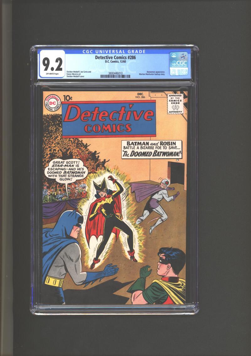 Detective Comics 286 CGC 9.2 Batwoman App. Martian Manhunter Back-up Story 1960 Detective Comics 286 CGC 9.2 Batwoman App. Martian Manhunter Back-up Story 1960