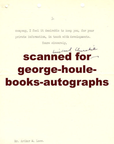 WINSTON CHURCHILL~LETTER~MGM~MY EARLY LIFE- 1956-3 PAGES -AUTOGRAPH WINSTON CHURCHILL~LETTER~MGM~MY EARLY LIFE- 1956-3 PAGES -AUTOGRAPH