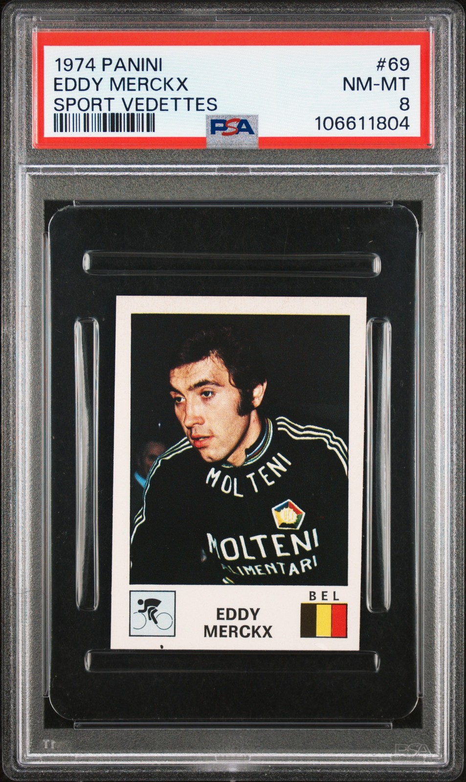 1974 PANINI SPORT VEDETTES #69 EDDY MERCKX PSA 8