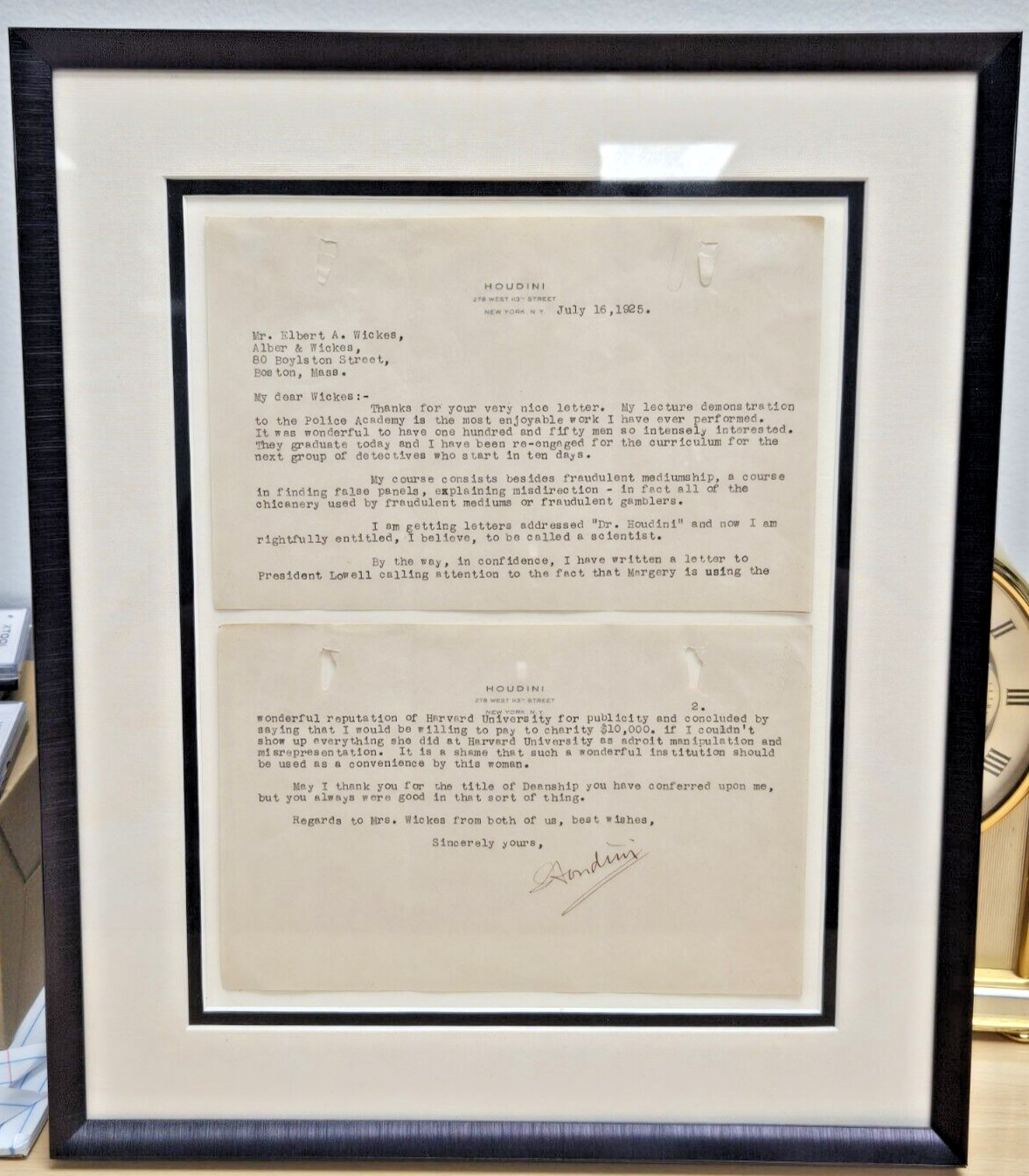Harry Houdini signed Typed Letter PSA DNA 2 PAGE HH Stationary & bicycle Card Ad Harry Houdini signed Typed Letter PSA DNA 2 PAGE HH Stationary & bicycle Card Ad