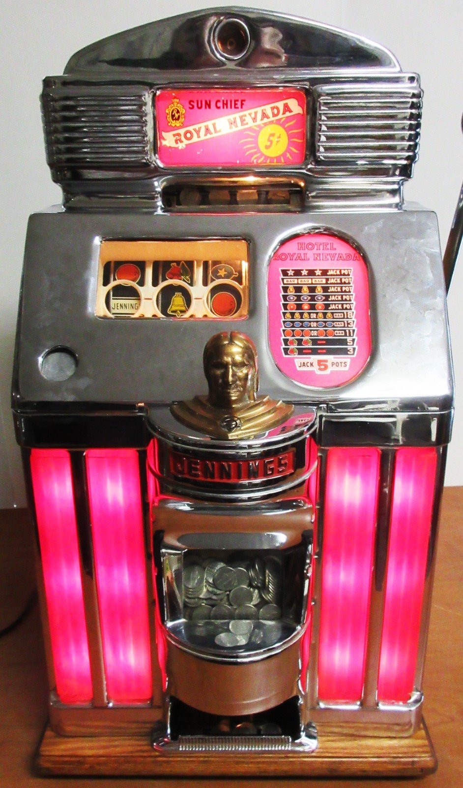 Jennings 5c Sun Chief Slot Machine Hotel Royal Nevada Jennings 5c Sun Chief Slot Machine Hotel Royal Nevada