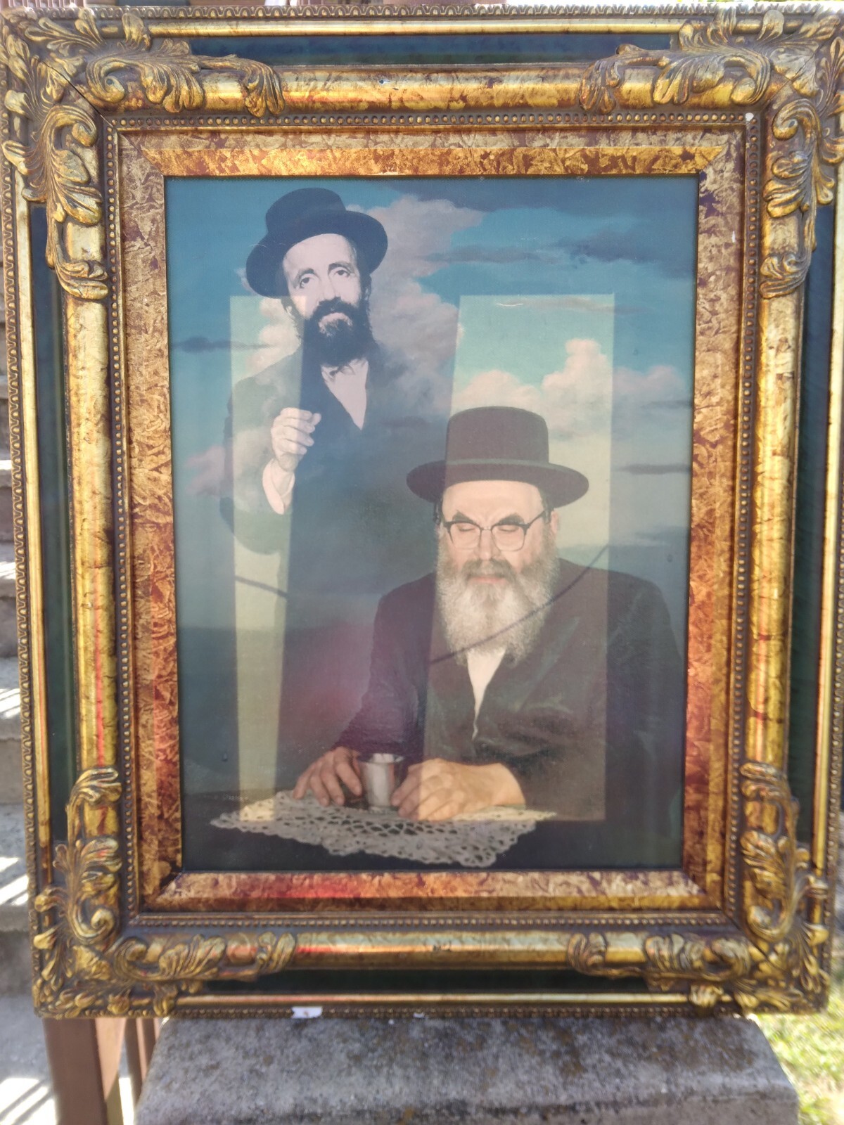 FRAMED PHOTO OF SKVER REBBES THE FATHER AND SON TWERSKY סקווירא טווערסקי