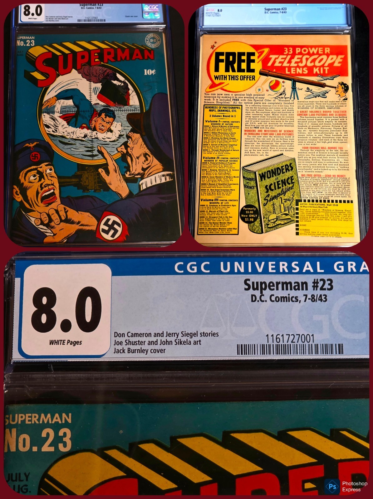 Superman #23 (DC Comics July-August 1943) CGC 8.0 WHITE PAGES Superman #23 (DC Comics July-August 1943) CGC 8.0 WHITE PAGES