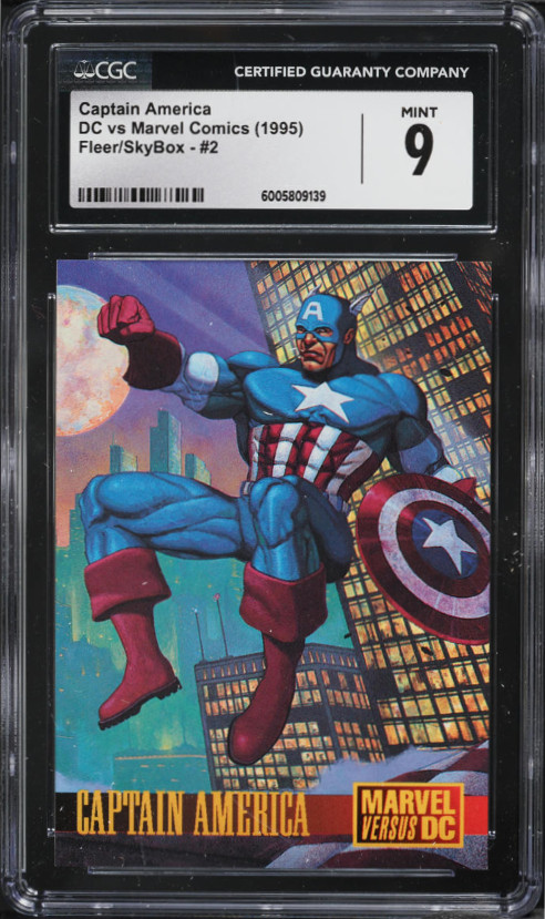 1995 SkyBox DC vs Marvel Comics CAPTAIN AMERICA CGC 9 ORIGINAL PROMO CARD(POP 3) 1995 SkyBox DC vs Marvel Comics CAPTAIN AMERICA CGC 9 ORIGINAL PROMO CARD(POP 3)