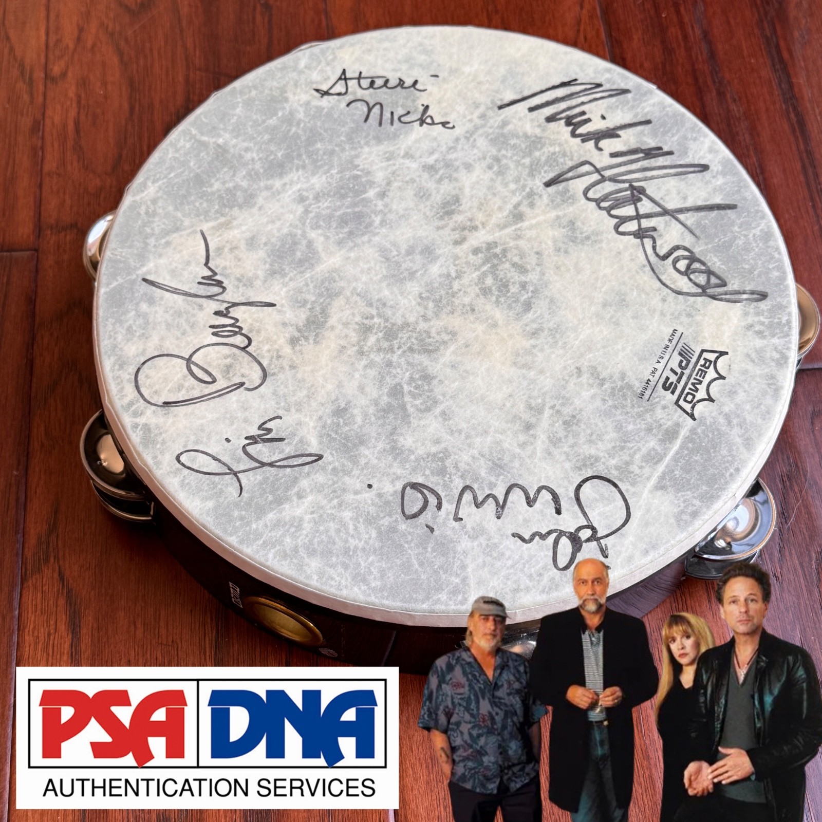 FLEETWOOD MAC Autograph BAND Signed TAMBOURINE * STEVIE NICKS LINDSAY MICK * PSA FLEETWOOD MAC Autograph BAND Signed TAMBOURINE * STEVIE NICKS LINDSAY MICK * PSA