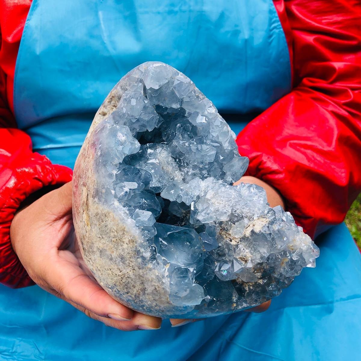 6.2 LB Large Natural Celestite Geode Crystal Cluster Healing Specimen 3986 6.2 LB Large Natural Celestite Geode Crystal Cluster Healing Specimen 3986
