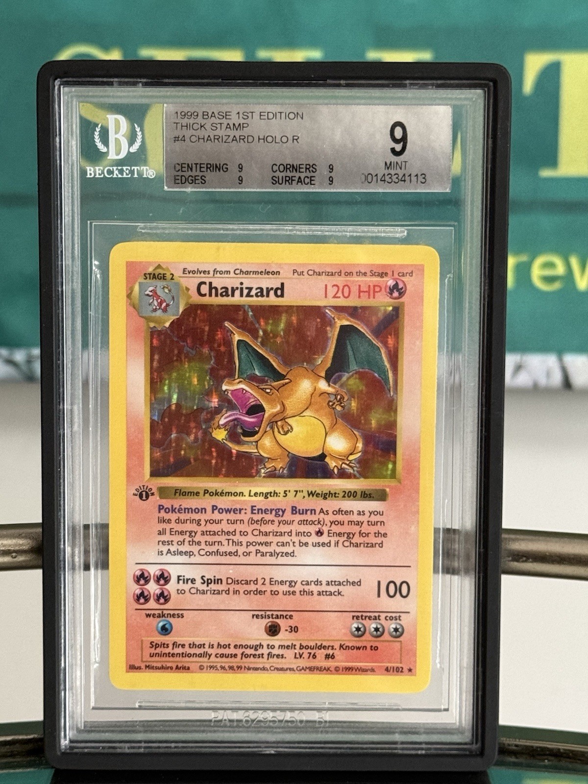 1999 Pokemon 1st Edition Shadowless Charizard Base Set Holo BGS 9