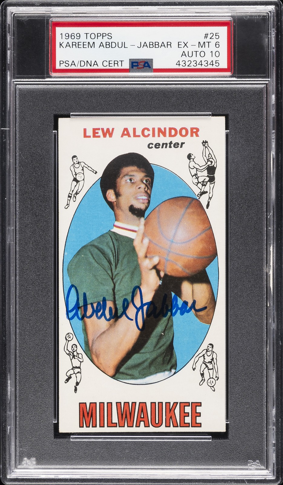 1969 TOPPS ##25 KAREEM ABDUL-JABBAR PSA DNA 6
