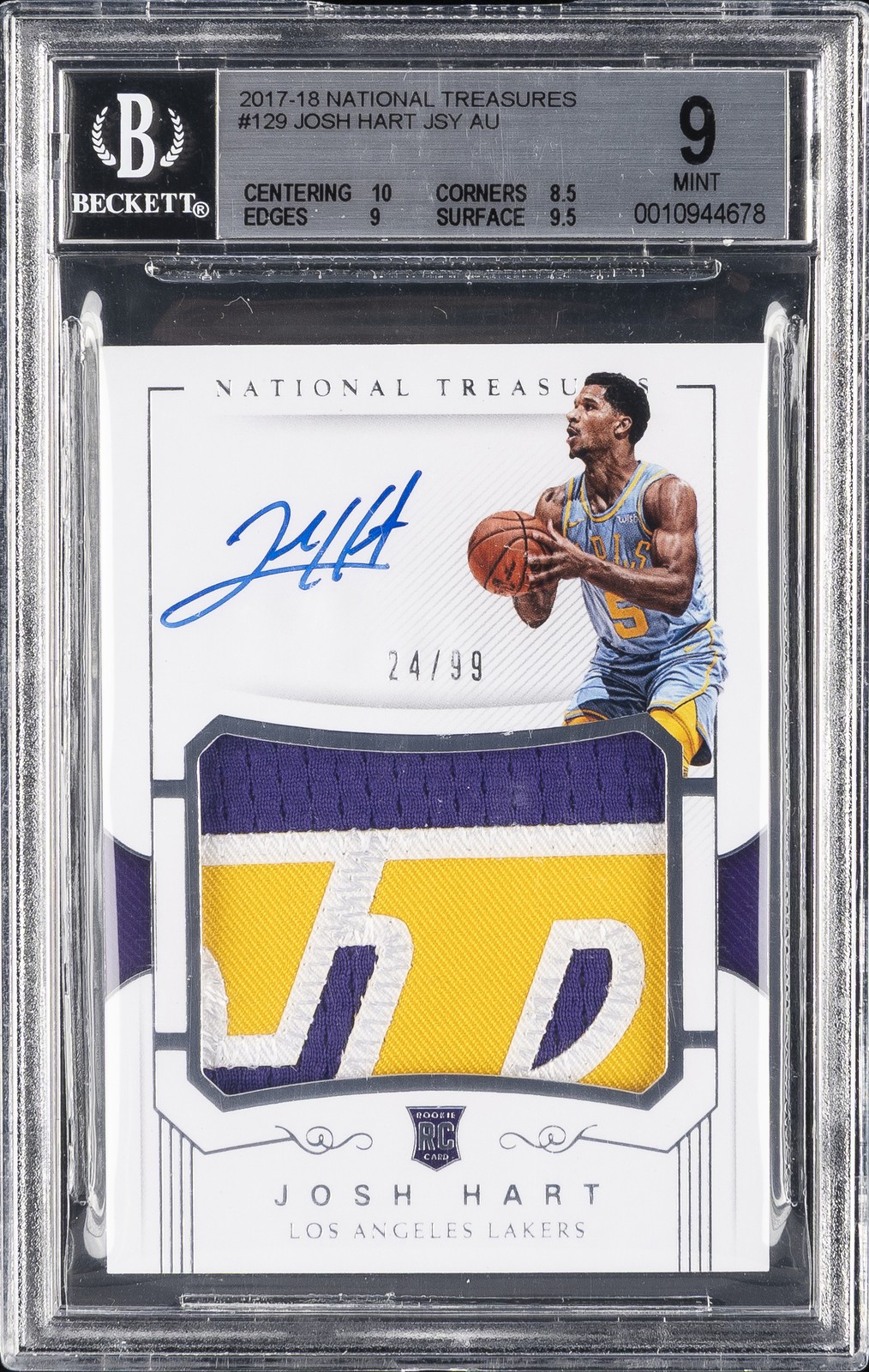 2017-18 NATIONAL TREASURES JERSEY AUTO #129 JOSH HART BGS 9 2017-18 NATIONAL TREASURES JERSEY AUTO #129 JOSH HART BGS 9