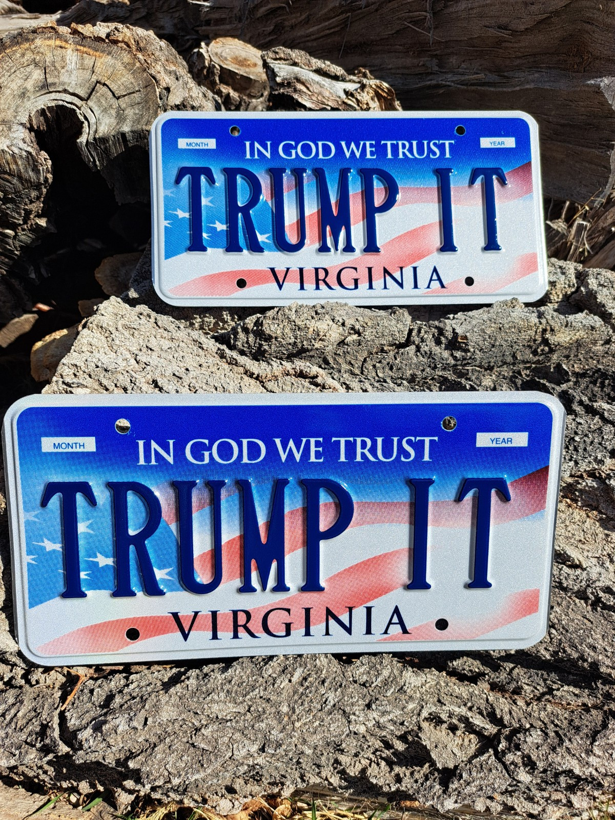TRUMP IT VIRGINIA VANITY LICENSE PLATE IN GOD WE TRUST AMERICAN FLAG DONALD TRUMP IT VIRGINIA VANITY LICENSE PLATE IN GOD WE TRUST AMERICAN FLAG DONALD