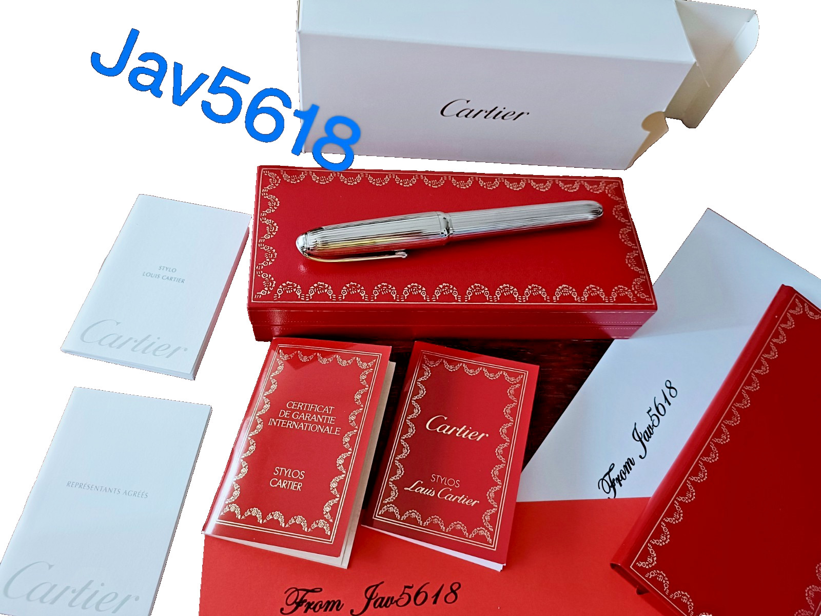 CARTIER LOUIS CARTIER FOUNTAIN PEN GOLD NIB,PLATINUM EDITION GODRON PASHA NEW💎