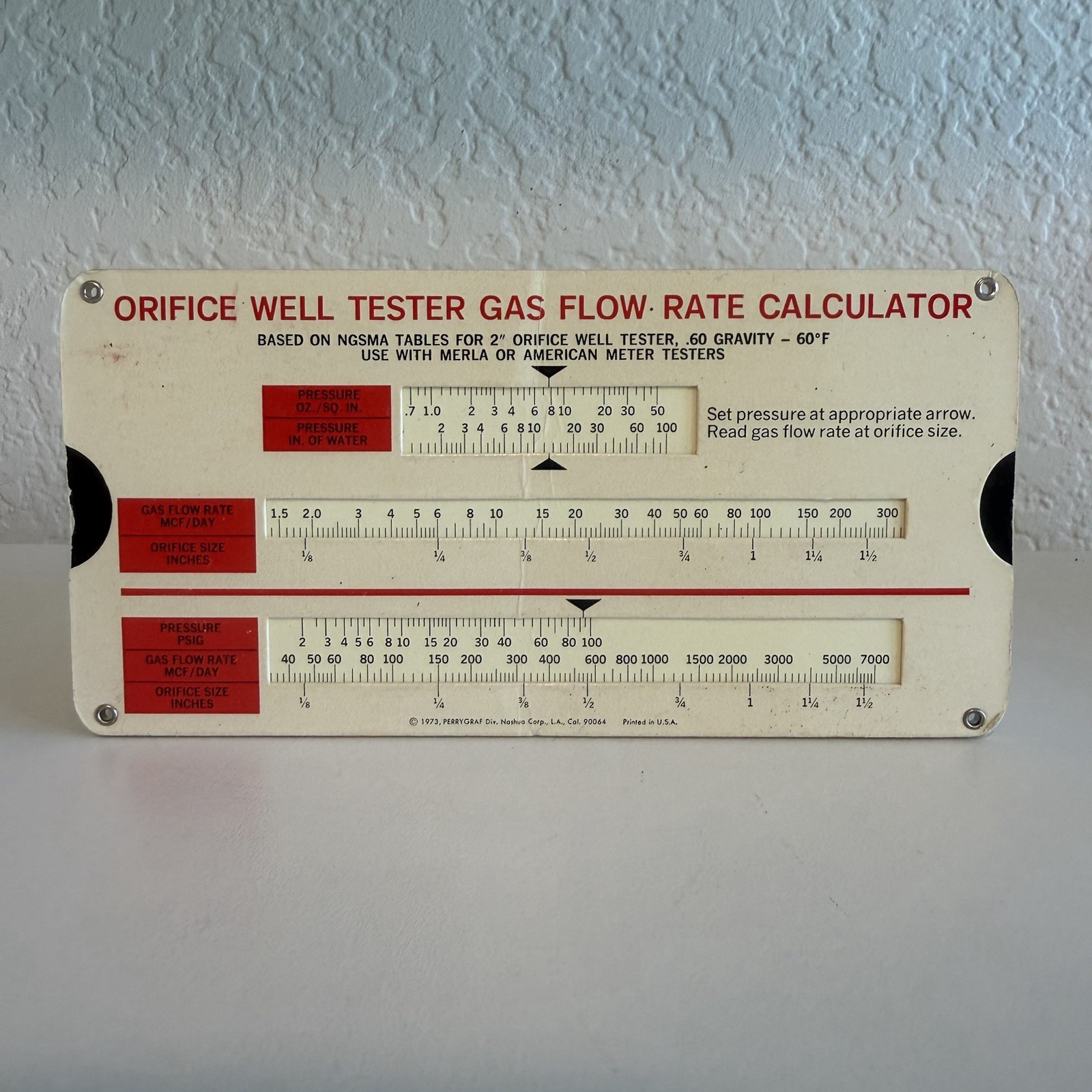 Halliburton Oil Orifice Well Tester Gas Flow Rate Calculator Slide 1973 Oklahoma Halliburton Oil Orifice Well Tester Gas Flow Rate Calculator Slide 1973 Oklahoma
