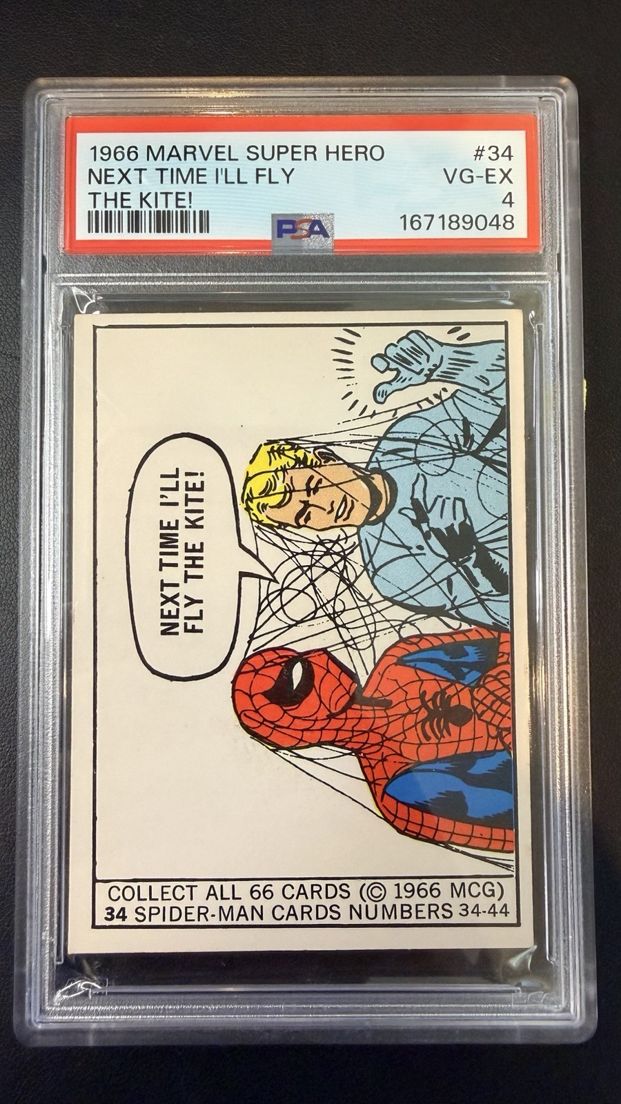 1966 Donruss Marvel Super Heroes #34 SPIDER-MAN Key ROOKIE CARD - PSA 4 1966 Donruss Marvel Super Heroes #34 SPIDER-MAN Key ROOKIE CARD - PSA 4