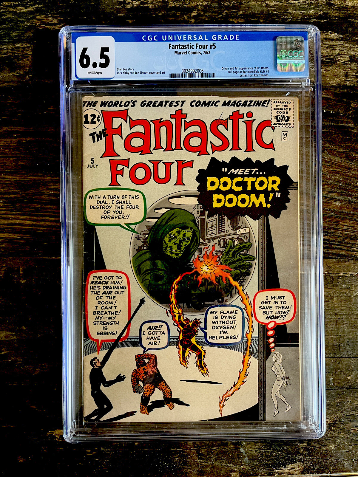 Rare White Pages Fantastic Four #5 1962 CGC 6.5 - 1st Appearance Dr. Doom