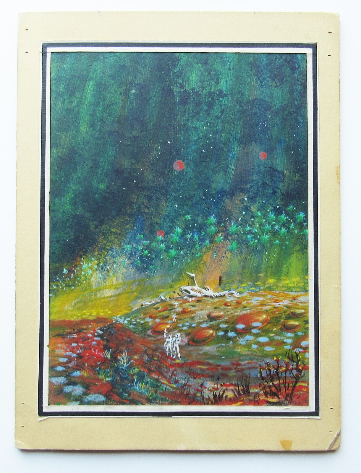 DOUG CHAFFEE ORIGINAL ROCKET SCI FI SPACE PAINTING - FORREST J ACKERMAN - 1968