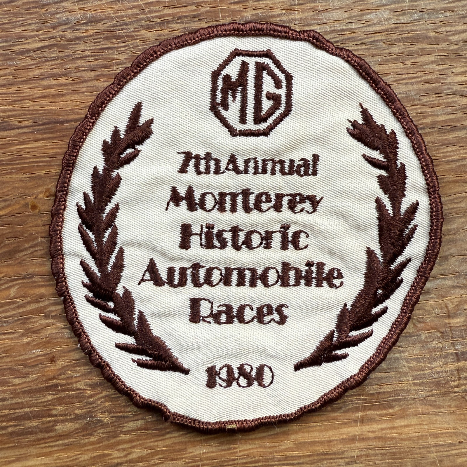 Vintage 7th ANNIVERSARY Monterey Historic Automobile Races 1980 MG Sew Patch Vintage 7th ANNIVERSARY Monterey Historic Automobile Races 1980 MG Sew Patch
