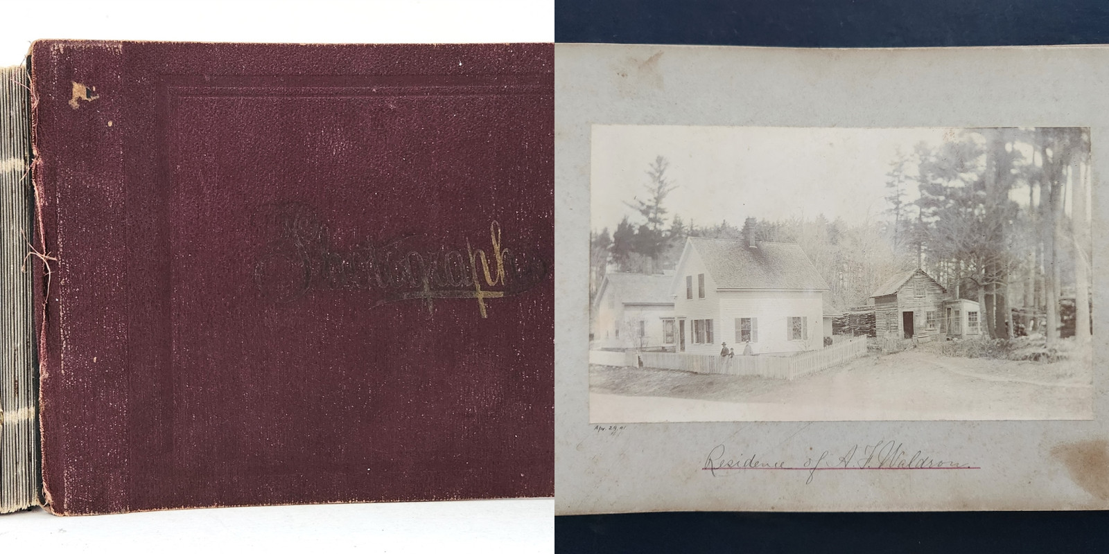 1891 antique PHOTO ALBUM ma nh BARNUMS CIRCUS SMITH COLLEGE AMHERST fam WALDRON