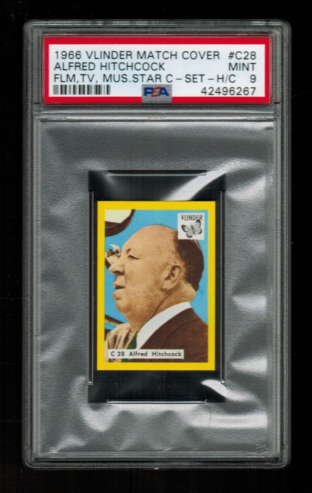 PSA 9 ALFRED HITCHCOCK 1966 Vlinder Film Stars Card HIGHEST EVER GRADED 1/1 PSA 9 ALFRED HITCHCOCK 1966 Vlinder Film Stars Card HIGHEST EVER GRADED 1/1