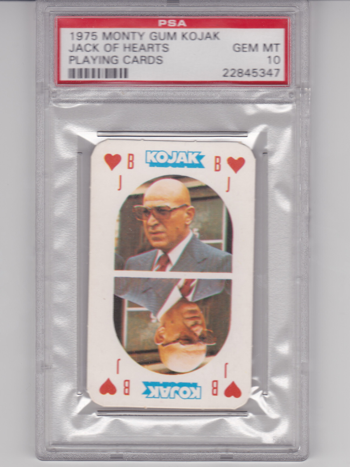 1975 Monty Gum Kojak Jack Of Hearts Playing Card PSA 10 Pop 1 1975 Monty Gum Kojak Jack Of Hearts Playing Card PSA 10 Pop 1