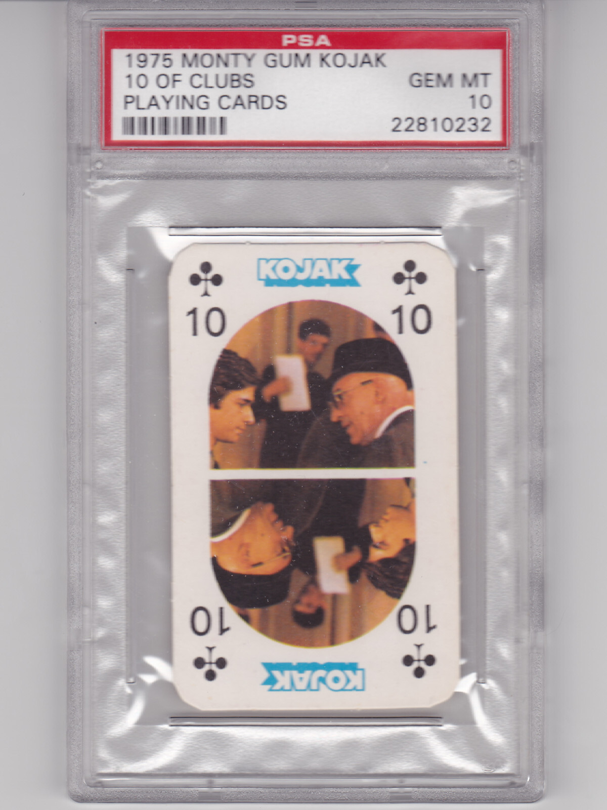 1975 Monty Gum Kojak 10 Of Clubs Playing Card PSA 10 Pop 1 1975 Monty Gum Kojak 10 Of Clubs Playing Card PSA 10 Pop 1