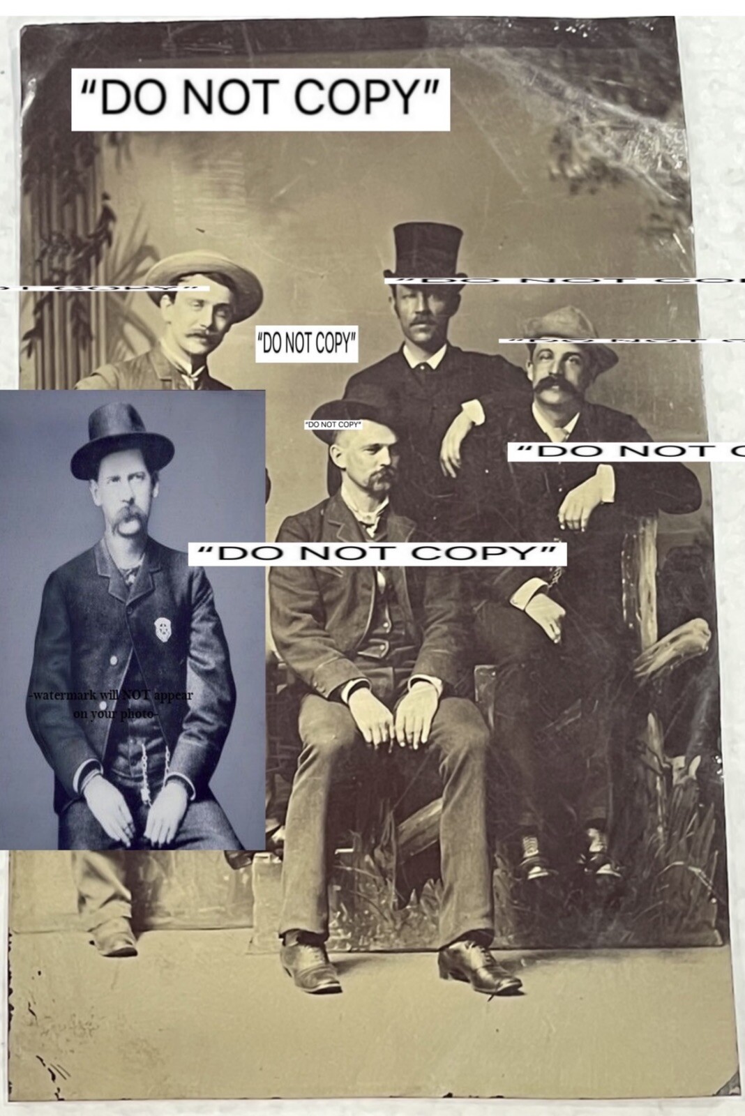 AUTHENTIC, Wyatt Earp, Doc Holliday, Morgan Earp & Johnny Ringo Tintype Photo. AUTHENTIC, Wyatt Earp, Doc Holliday, Morgan Earp & Johnny Ringo Tintype Photo.