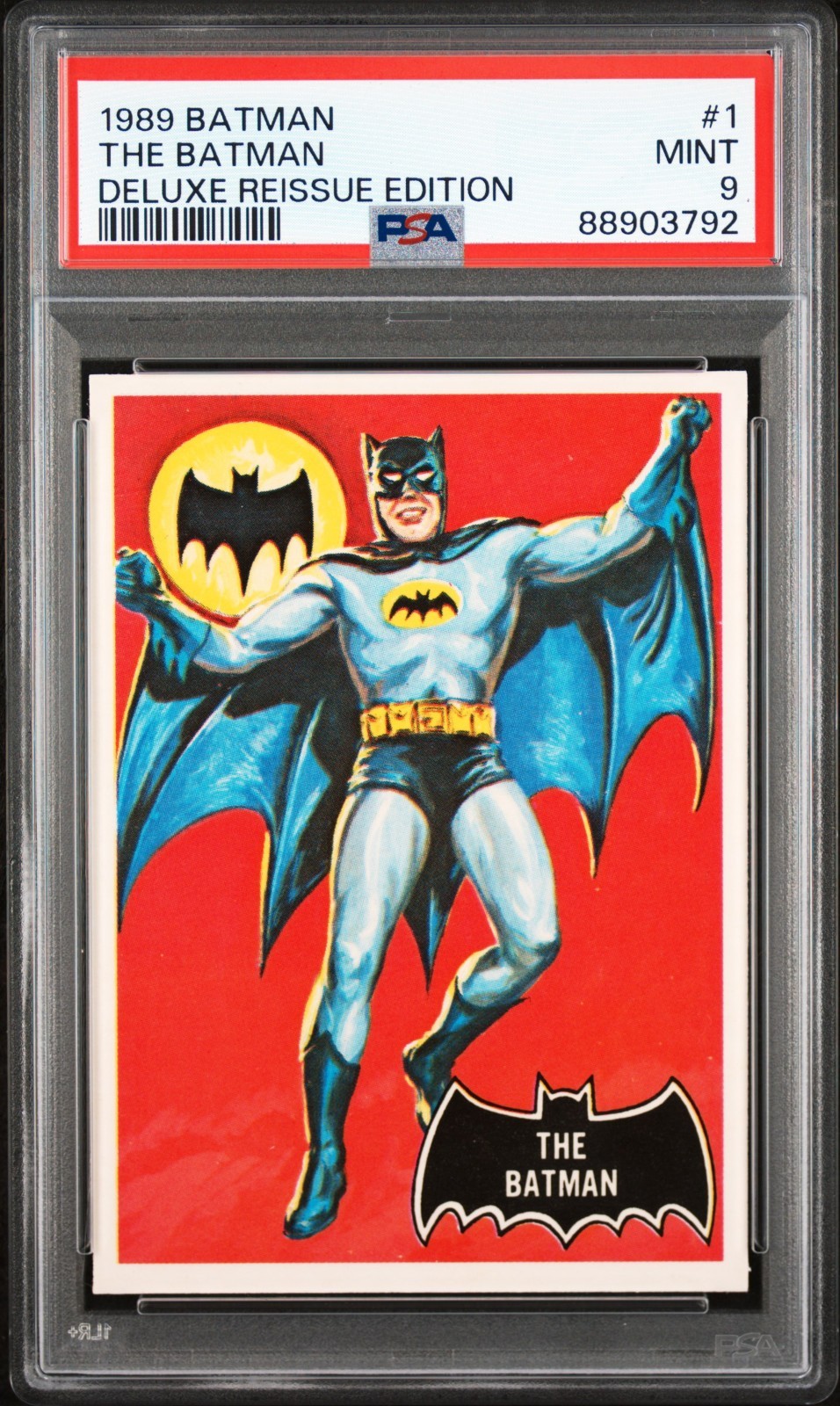 1989 Topps Batman #1 PSA 9 Rookie RC. 1966 Deluxe Reissue. RARE. None Higher.