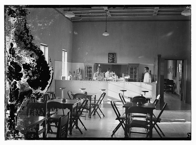 Photo:Jerusalem Palestine YMCA Interior Cafe 1932-1934 Restaurant Counter Photo:Jerusalem Palestine YMCA Interior Cafe 1932-1934 Restaurant Counter