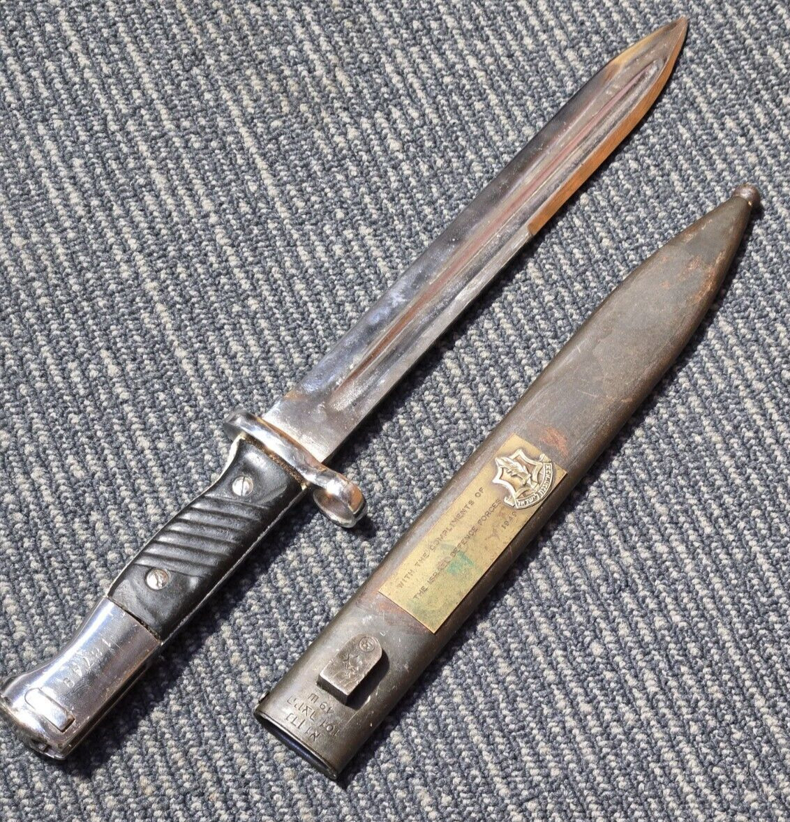 Vintage Rare 1949 Israeli Army Bayonet With Scabbard Made In Israel