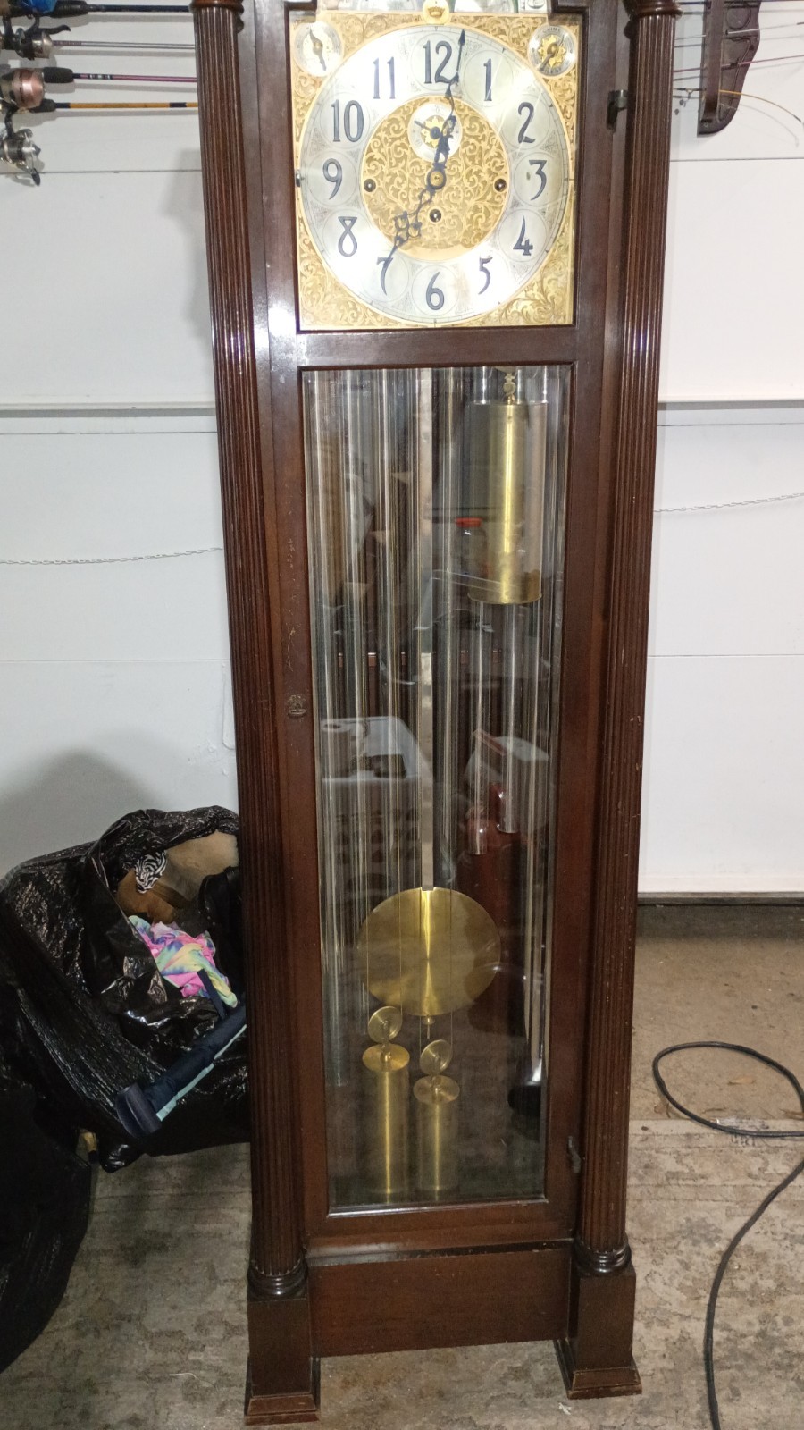 1915 herschede grandfather clock model num 243 9 tube 29.5 day cycle moon phase