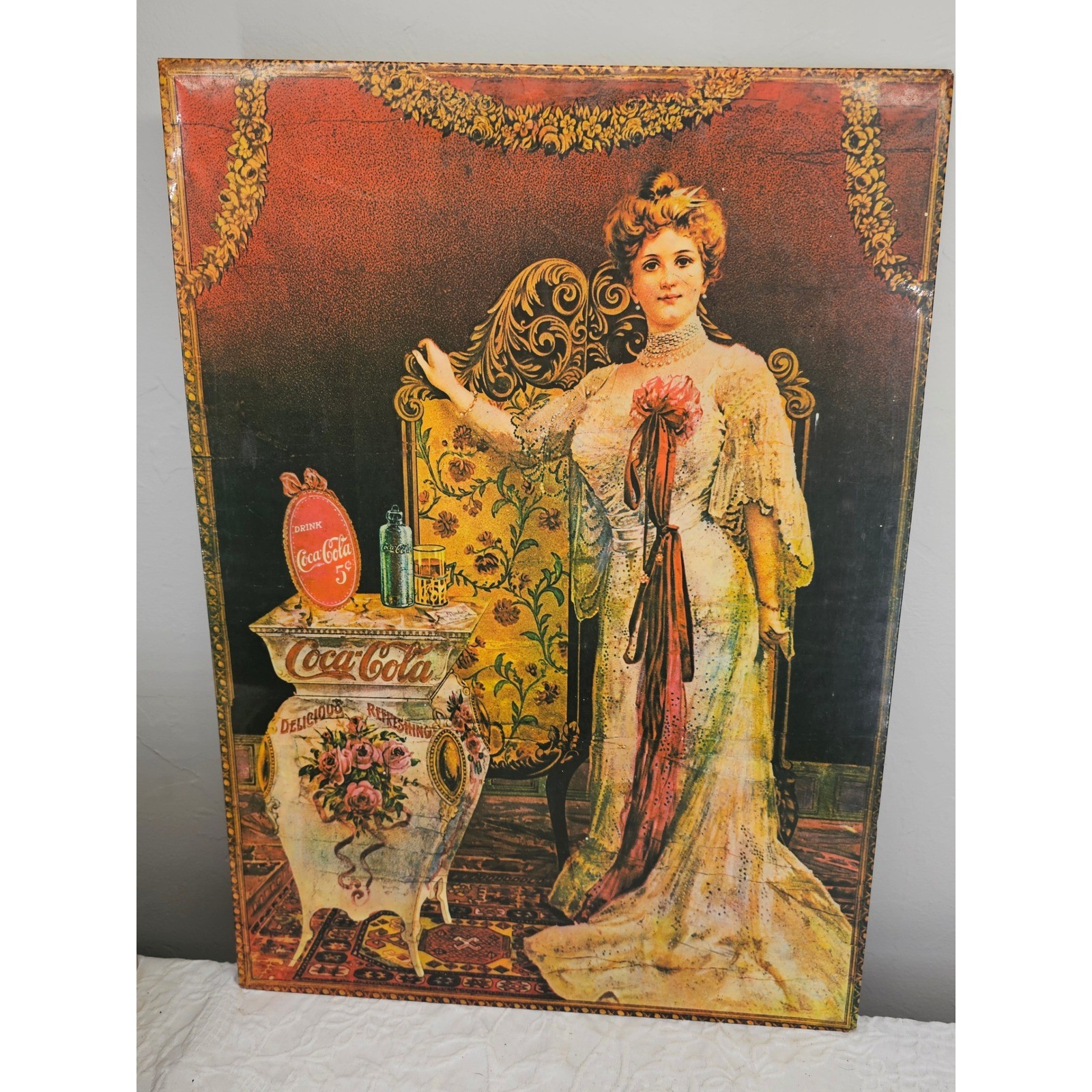 Absolute rare Coca-Cola Tin Sign Lillian Nordica Opera Singer c. 1900 Antique