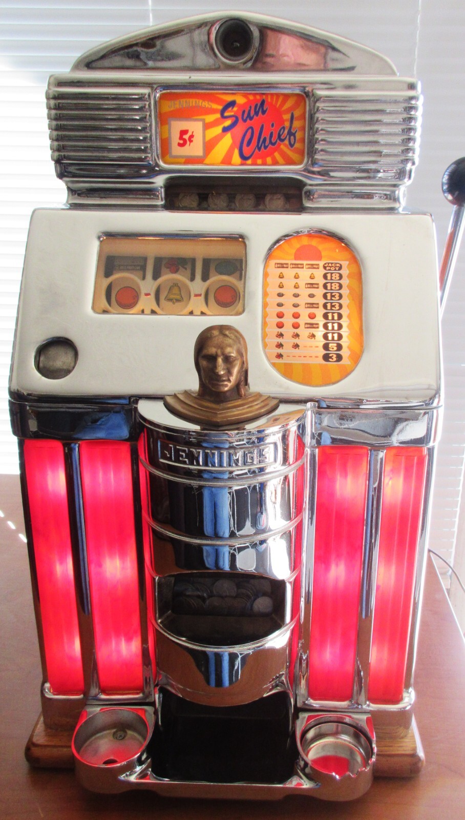 Jennings 5c Lite Up Sun Chief Slot Machine circa 1930's Nevada Club Jennings 5c Lite Up Sun Chief Slot Machine circa 1930's Nevada Club