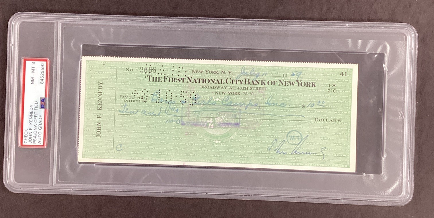 John F Kennedy Signed Check President 7/11 1959 POTUS JFK Autograph PSA/DNA 8 John F Kennedy Signed Check President 7/11 1959 POTUS JFK Autograph PSA/DNA 8