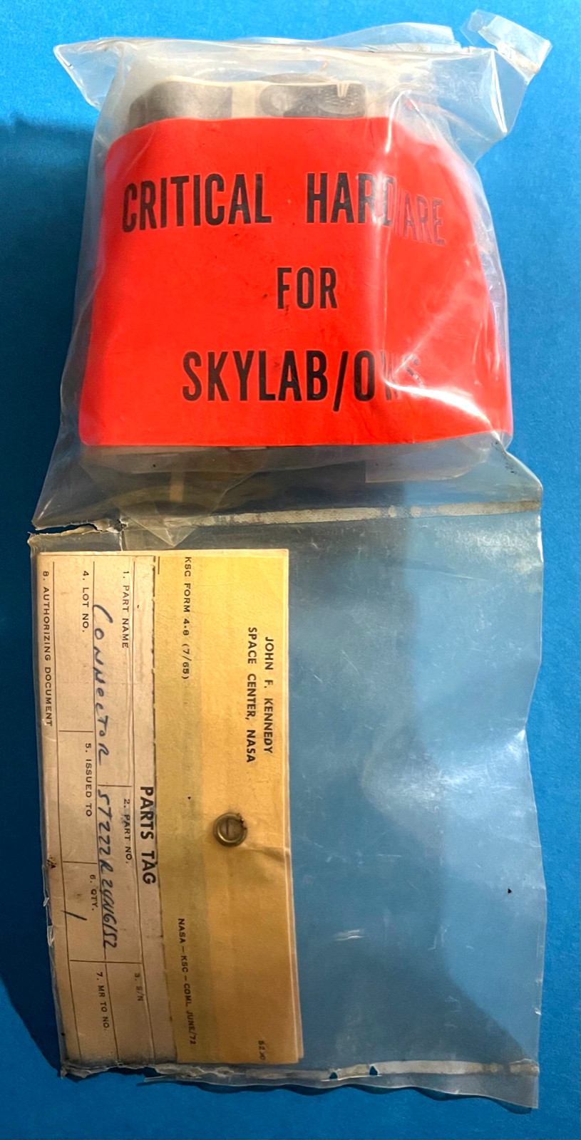 PROJECT SKYLAB OWS BAGGED CONNECTOR TAG & STAMPS & RED CRITICAL HARDWARE STICKER PROJECT SKYLAB OWS BAGGED CONNECTOR TAG & STAMPS & RED CRITICAL HARDWARE STICKER