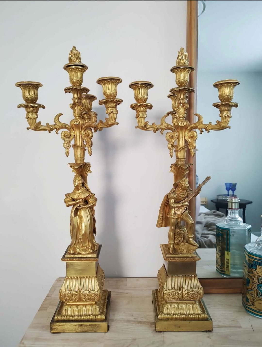  Antique Gold Ormolu French Candelabra 1800s 22