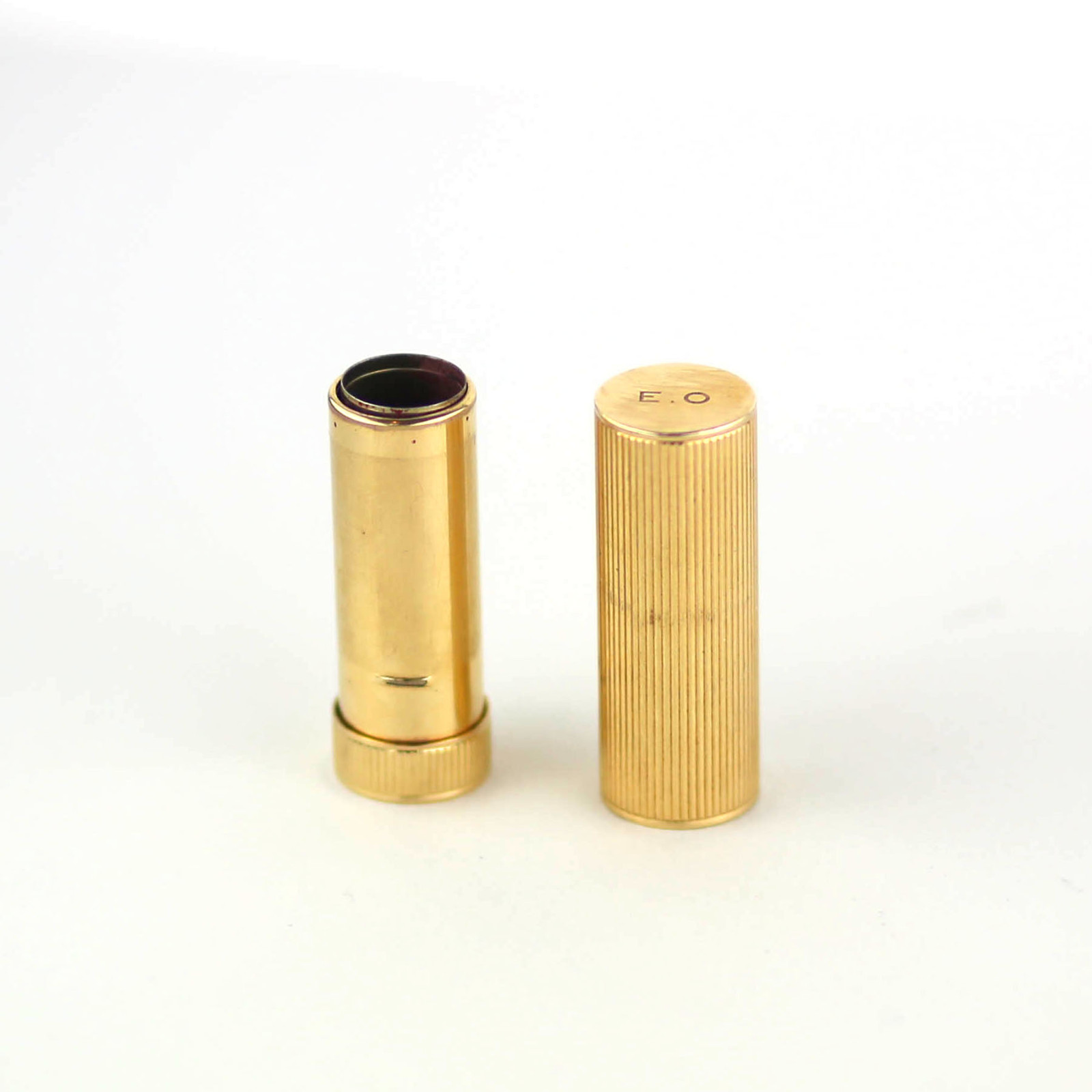 Vintage CARTIER 14K Yellow Gold mini Lipstick Compact Case, holder Inscribed E.O Vintage CARTIER 14K Yellow Gold mini Lipstick Compact Case, holder Inscribed E.O