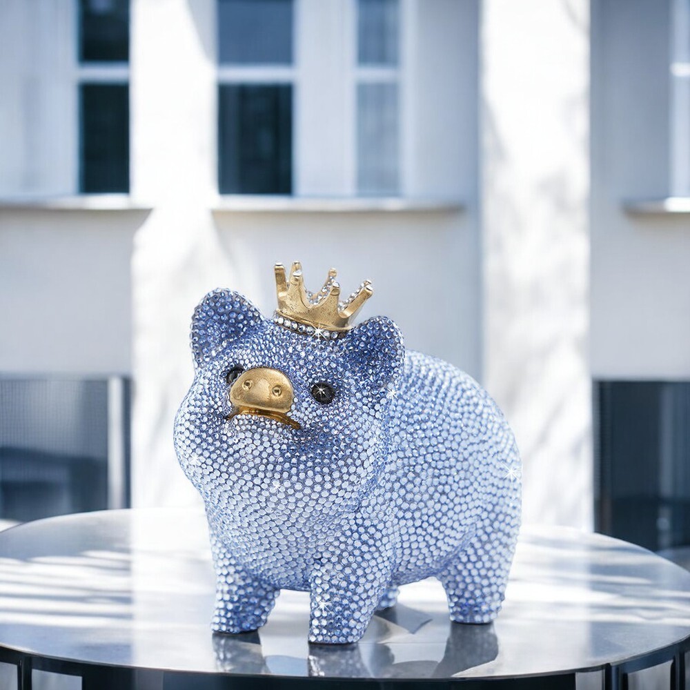 Jay Strongwater Gatsby Pavé Piggy Bank Pale Blue SDH6653-225 Swarovski crystals