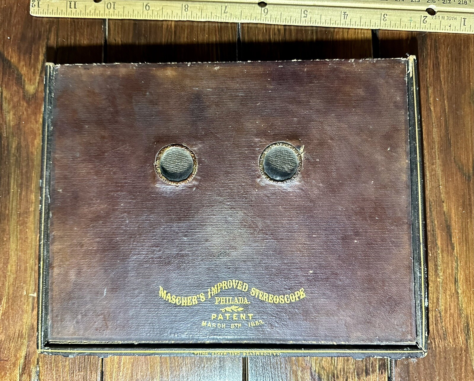 Super Rare Whole Plate COVER, MASCHERS IMPROVED STEREOSCOPE DAGUERREOTYPE Viewer Super Rare Whole Plate COVER, MASCHERS IMPROVED STEREOSCOPE DAGUERREOTYPE Viewer