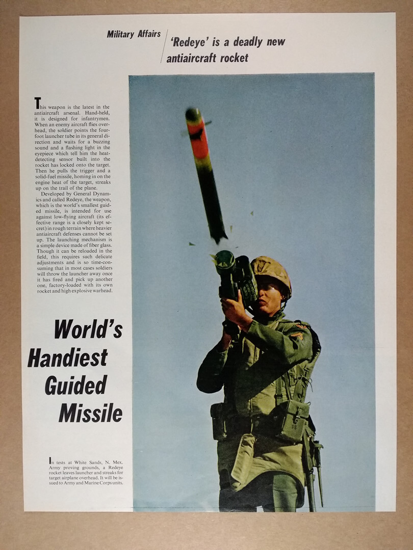1966 General Dynamics FIM-43 REDEYE Guided Missile article clipping